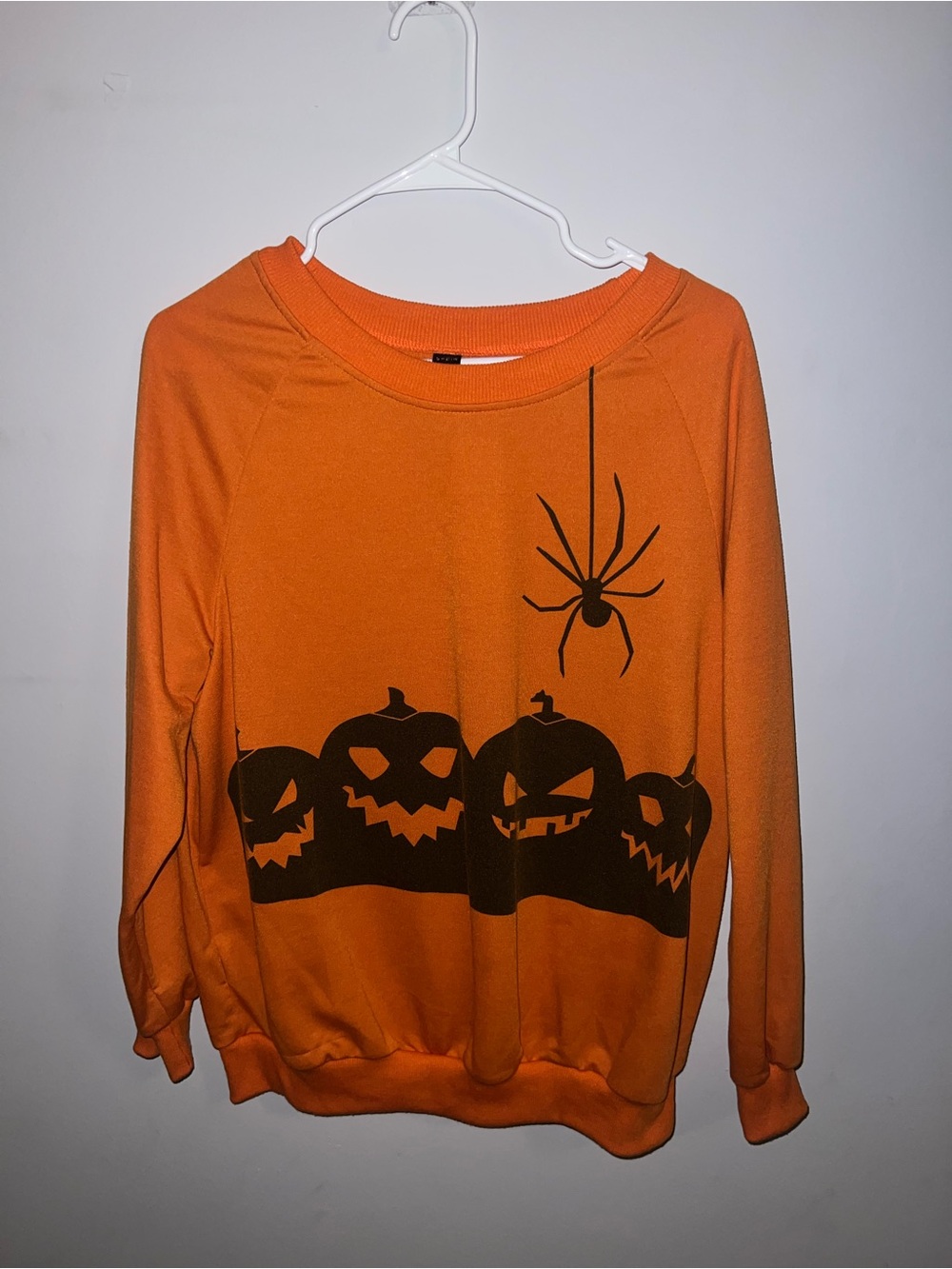 SHEIN Orange Pumpkin & Spider Graphic Crewneck Sweatshirt